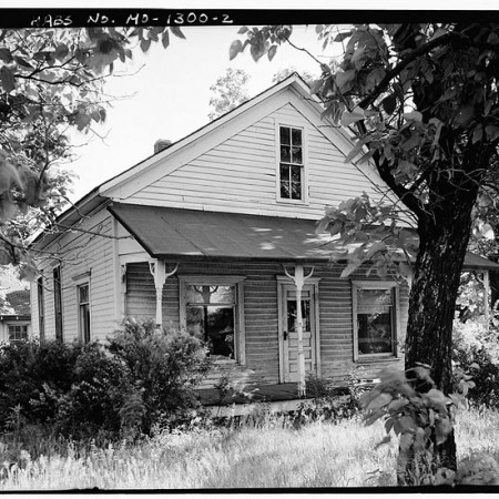 Detail of gable end showing entrance, from the Historic American Buildings Survey (Library of Congress)