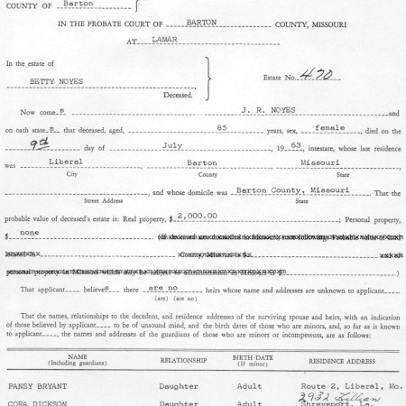 Letters of Administration application