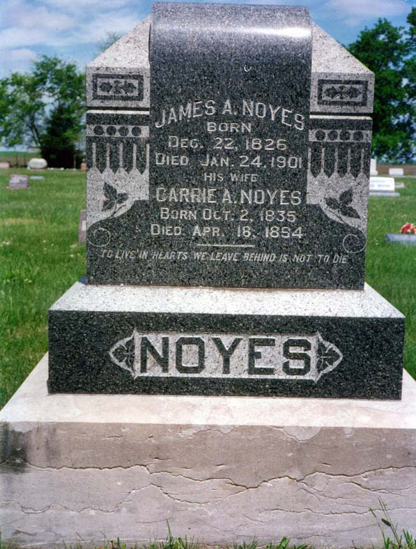 Tombstone of James Allen Noyes and Caroline Atwell Noyes