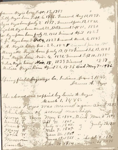 James Allen Noyes’ Record of James Noyes’ 2nd Marriage